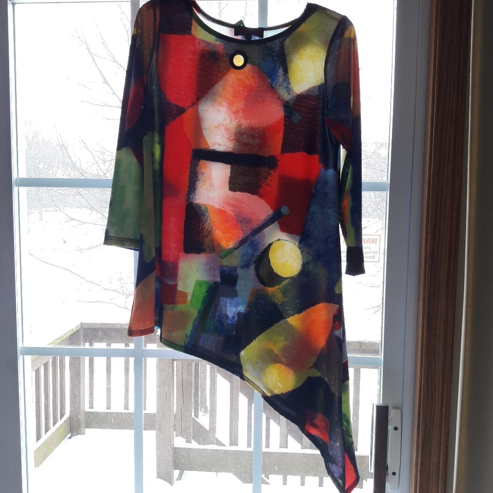 Vintage Mishca Abstract Picasso Painting Inspired Art 2 Wear Sz M